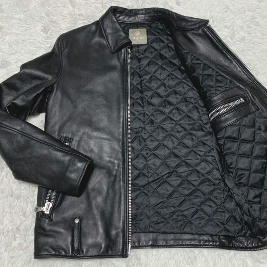 【極美品】ナノユニバース ライダースジャケット ラムレザー キルティング M nano・universe - 極美品 M ナノユニバース ラムレザー ライダース