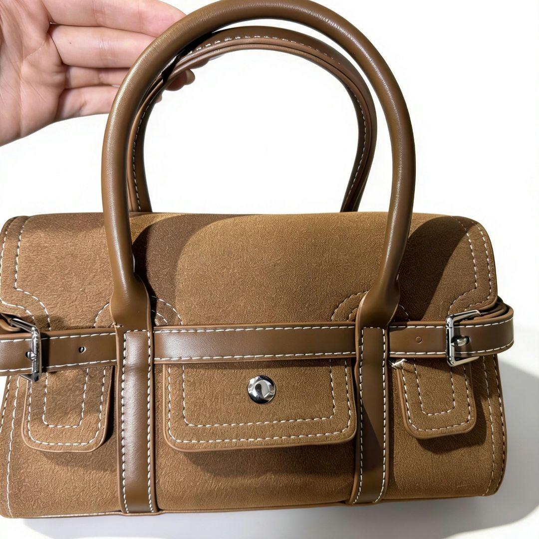 ブラウン スエード ハンドバッグ - メルカリ