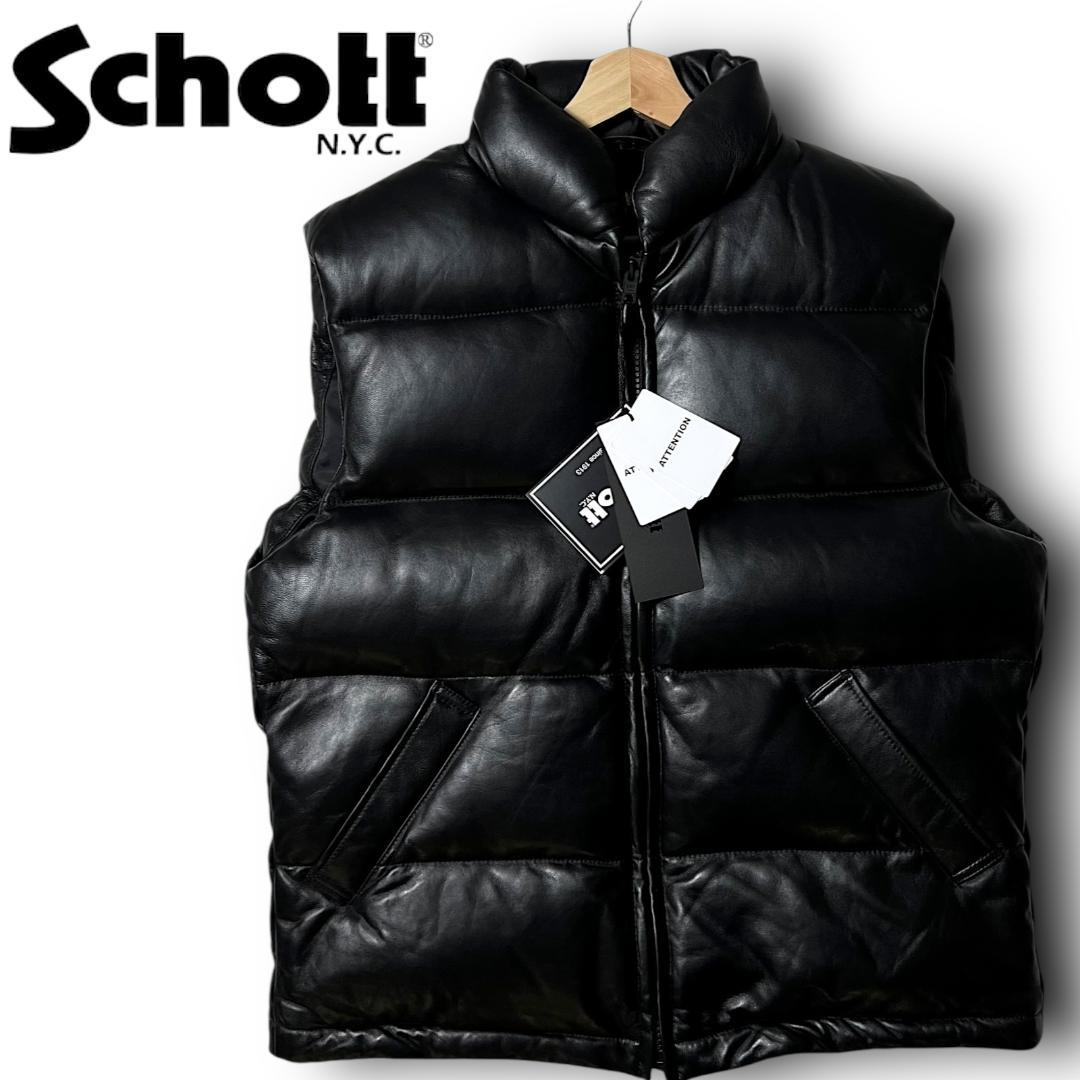 M ショット LEATHER DOWN VEST ダウンベスト ブラック - メルカリ