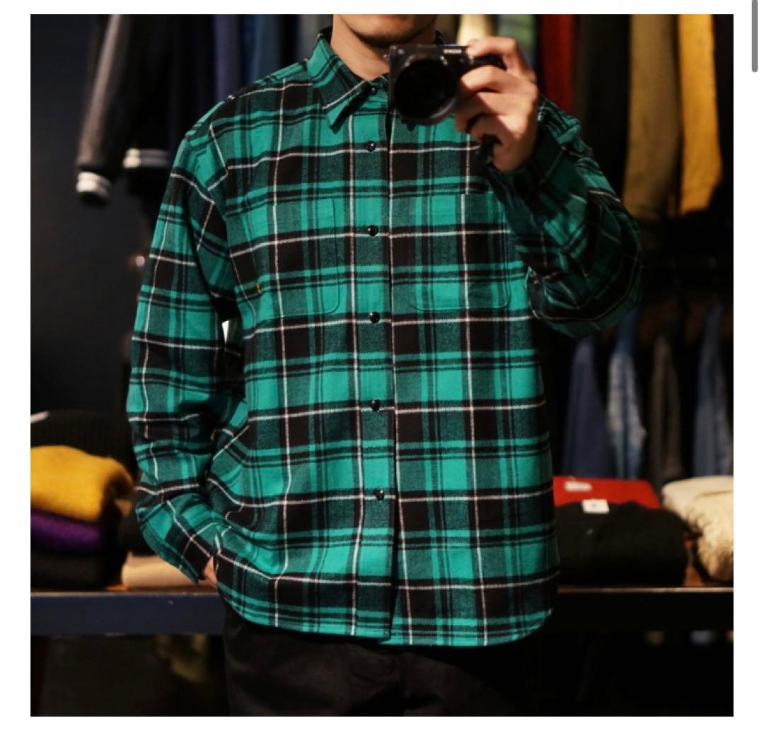 CALEE キャリー Dobby herringbone ネルシャツ グリーン - メルカリ