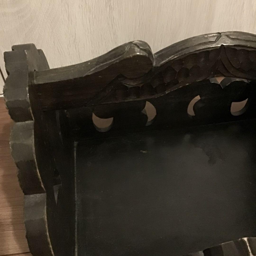 美品☆アイヌ工芸 木彫り 彫刻 アイヌ紋様 収納ボックス トレイ