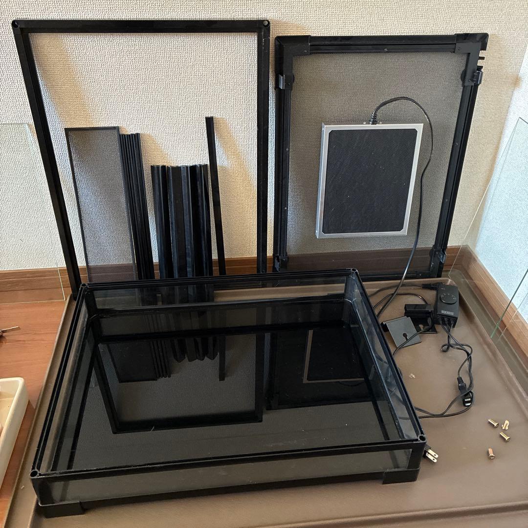 中型飼育ケージ 組み立て式 黒　ガラス製 JURAパーク(ジュラパーク)600 宏鳥園 多用途飼育ケース 販売 通販