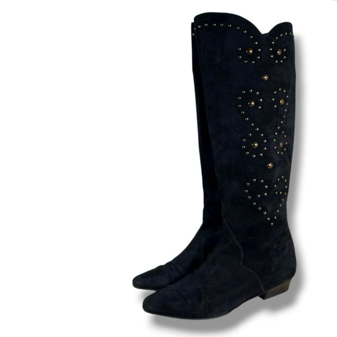 極美品 YSL イブサンローラン ロングブーツ スタッズ ウエスタンブーツ