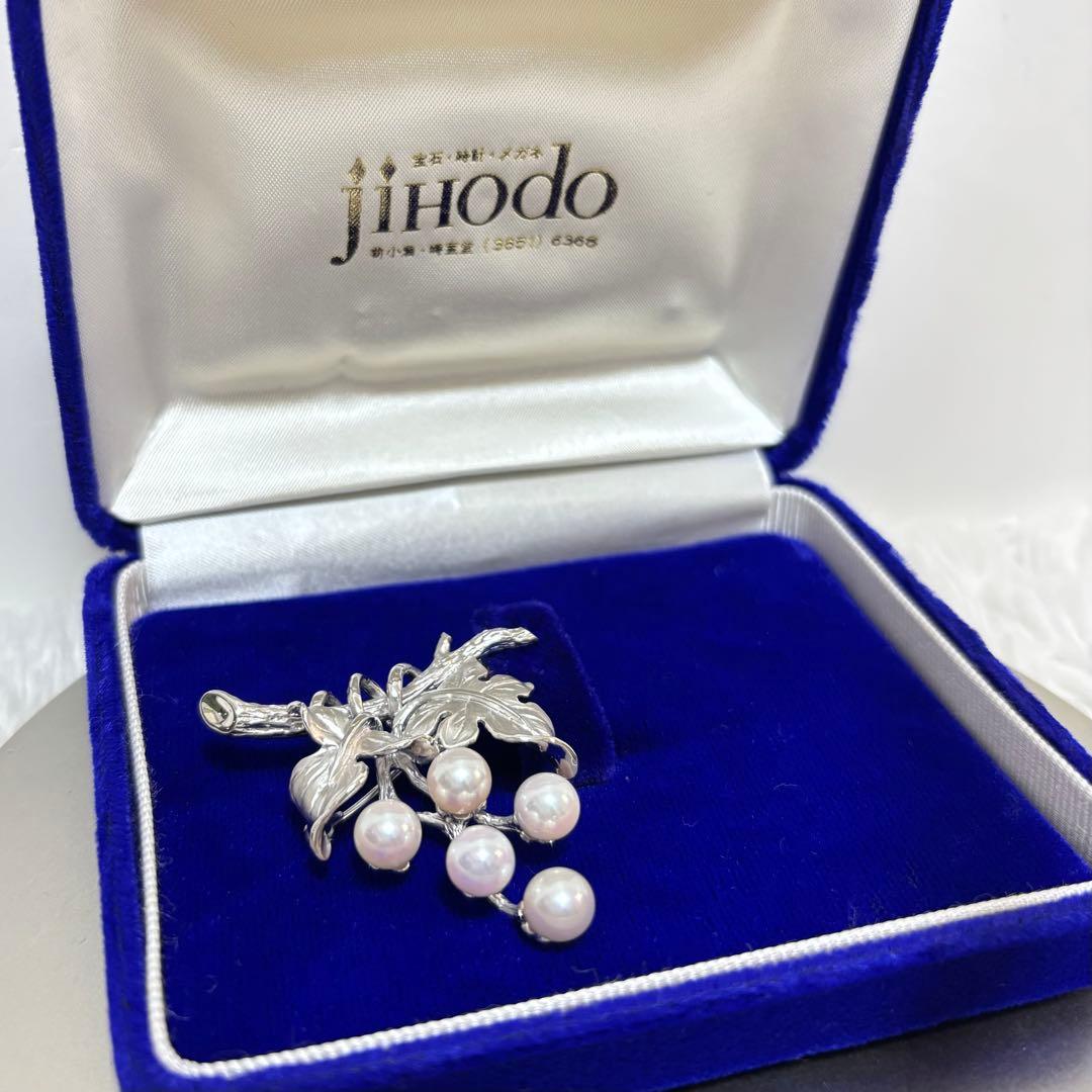 美品】 ブローチ ぶどう 真珠 シルバー パール 保証書有り