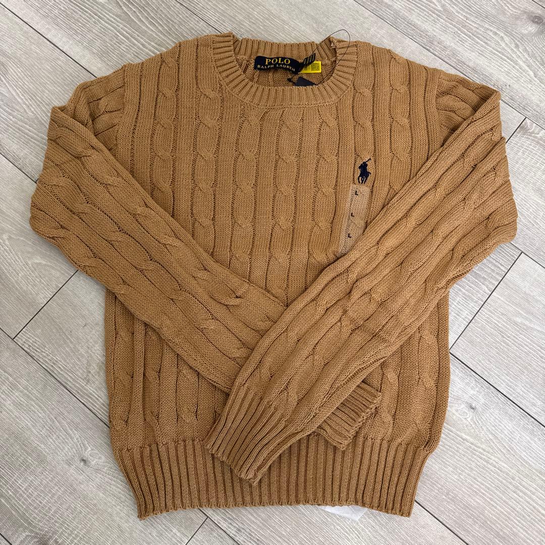 ❤︎2/6まで限定SALE ❤︎ポロ ケーブルコットン クルーネック セーターL RALPH LAUREN｜ケーブルニット コットン クルーネック セーター