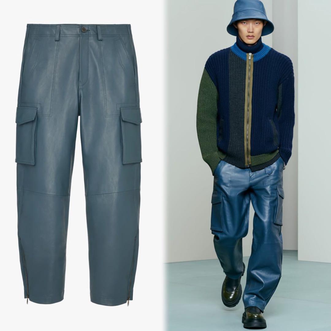 ZARA SRPLS レザー カーゴパンツ ブルー L ジッパー - メルカリ