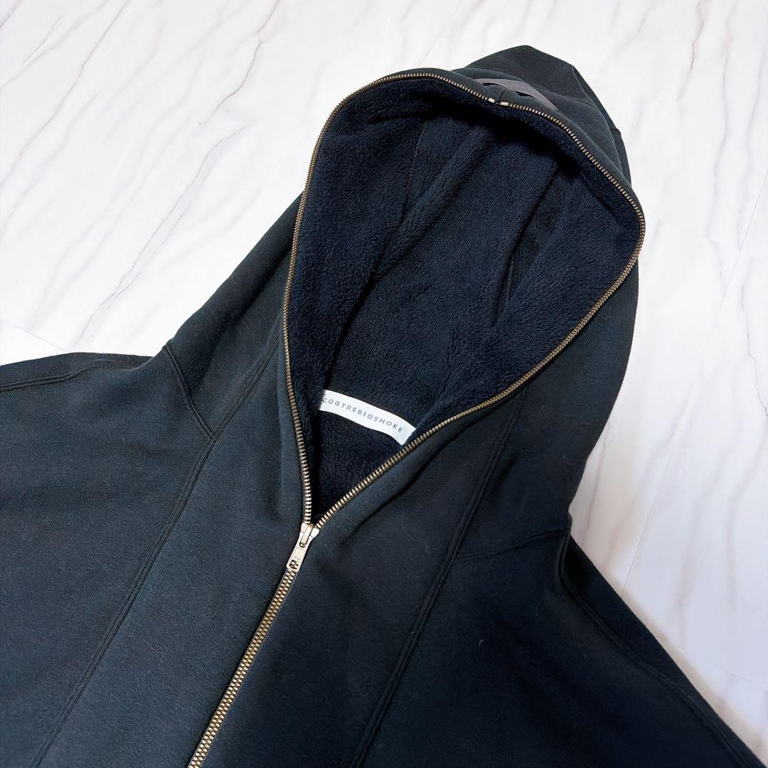 《美品》コグザビッグスモーク ジップフーディコート ロングパーカー 裏起毛 黒