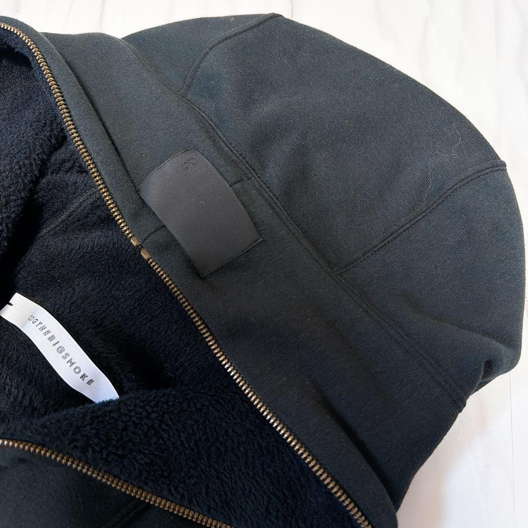 《美品》コグザビッグスモーク ジップフーディコート ロングパーカー 裏起毛 黒