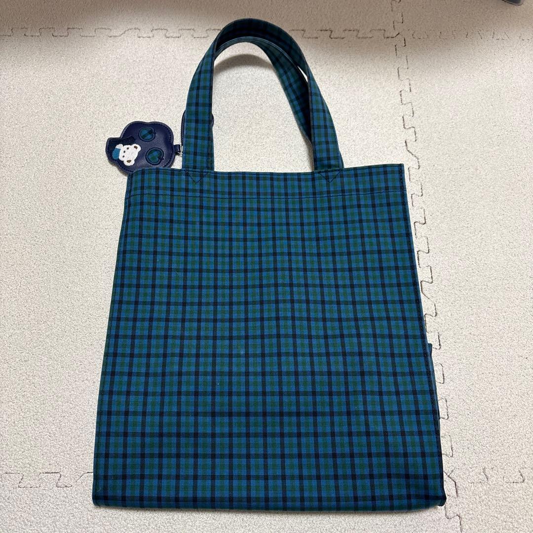 ファミリア 緑チェック トートバッグ - メルカリ