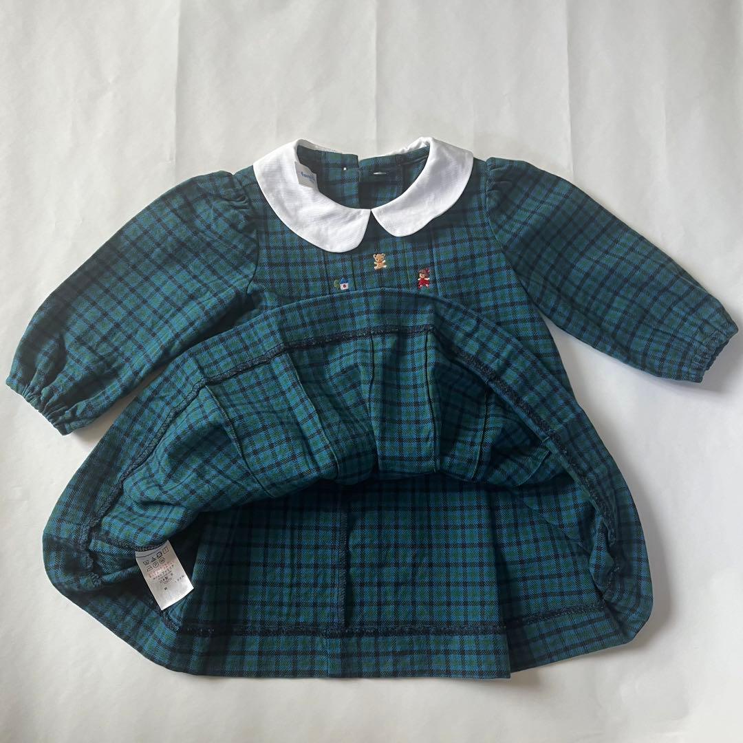 familiar ワンピース70cm 青系ファミリアチェック - メルカリ