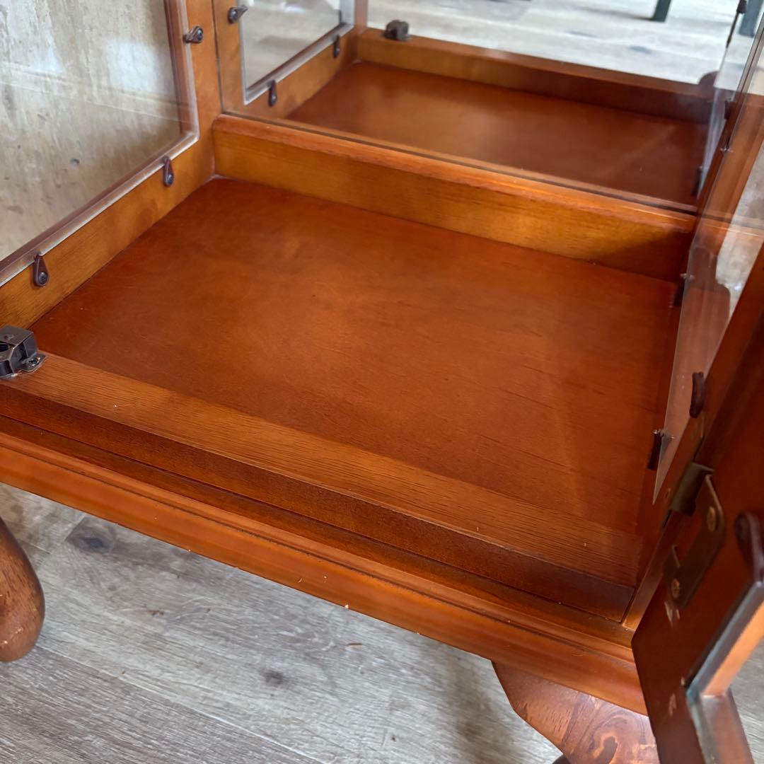 猫脚 飾り棚 クラシック キュリオケース ガラスケース ダウンライト付