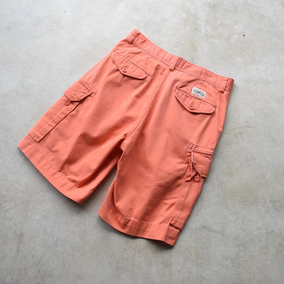 90s ラルフローレン カーゴショーツ レアカラー オレンジ ポロチノ W33