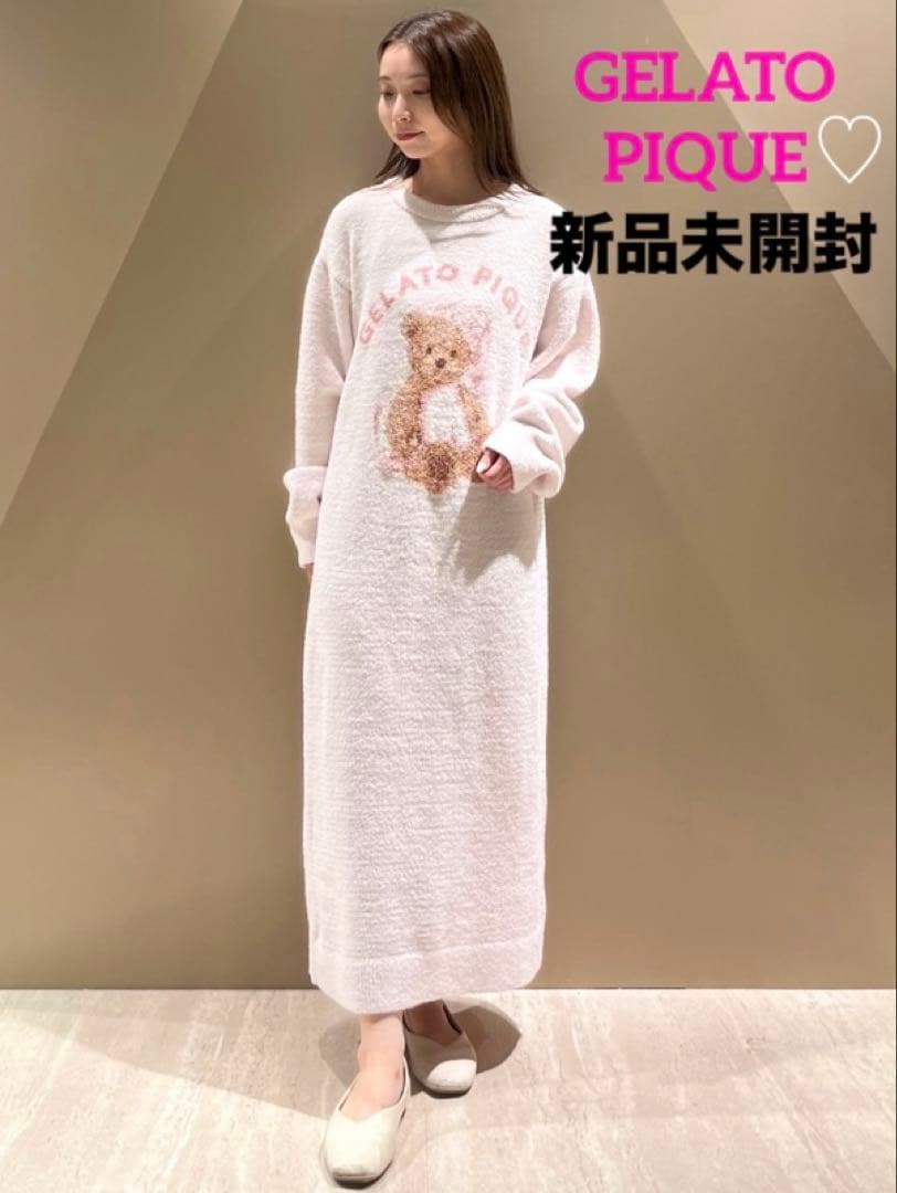 ジェラートピケ ジェラピケ グッドナイトベアジャガードワンピース