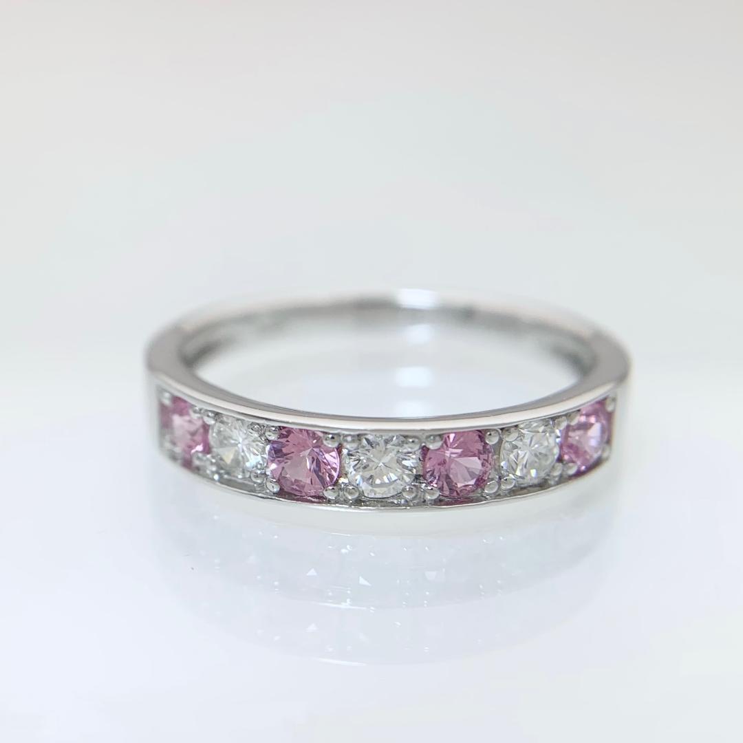 新品 パパラチアサファイア ダイヤモンド リング 0.35ct