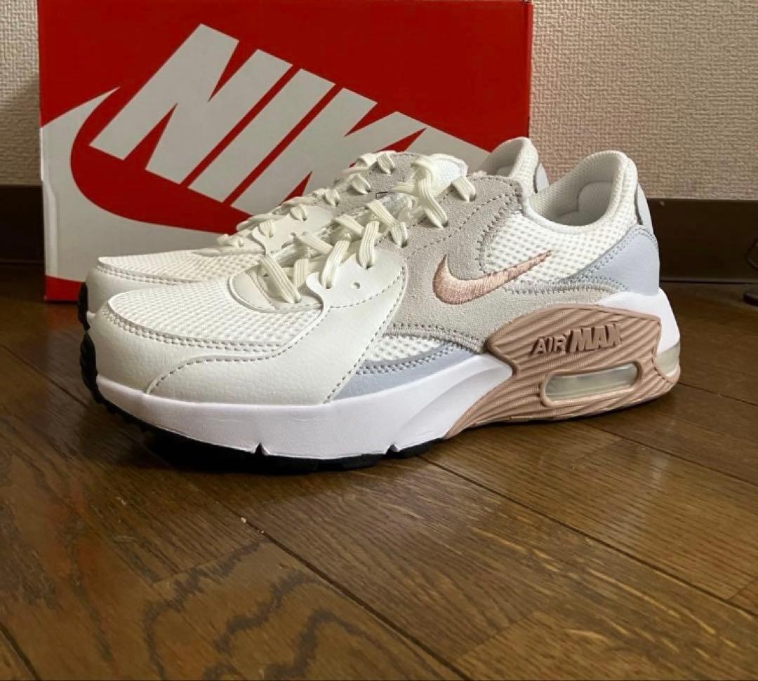 23.5cm ナイキ エアマックス エクシー オフホワイト&モカピンクカラー