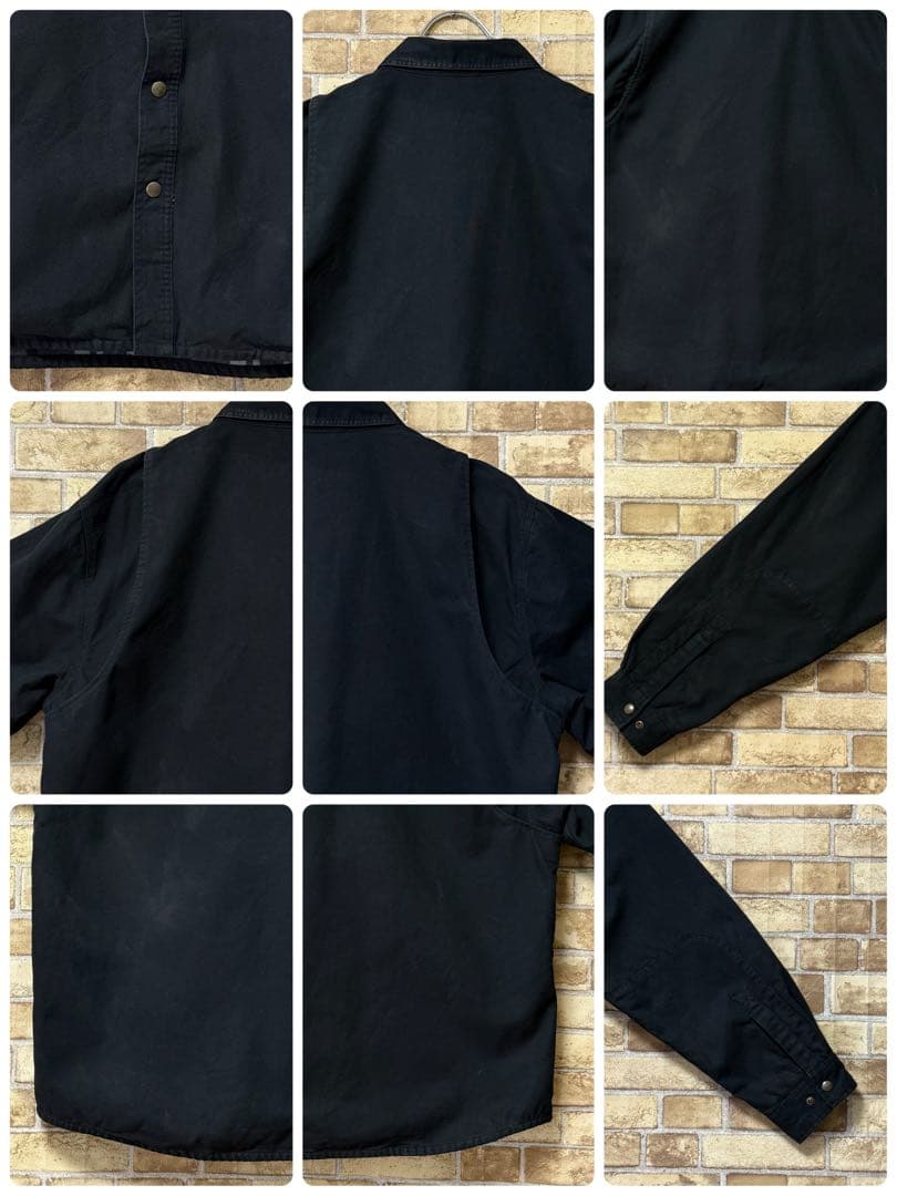 カーハート ダック地 シャツジャケット 裏地 ビッグシルエット 黒 2XL