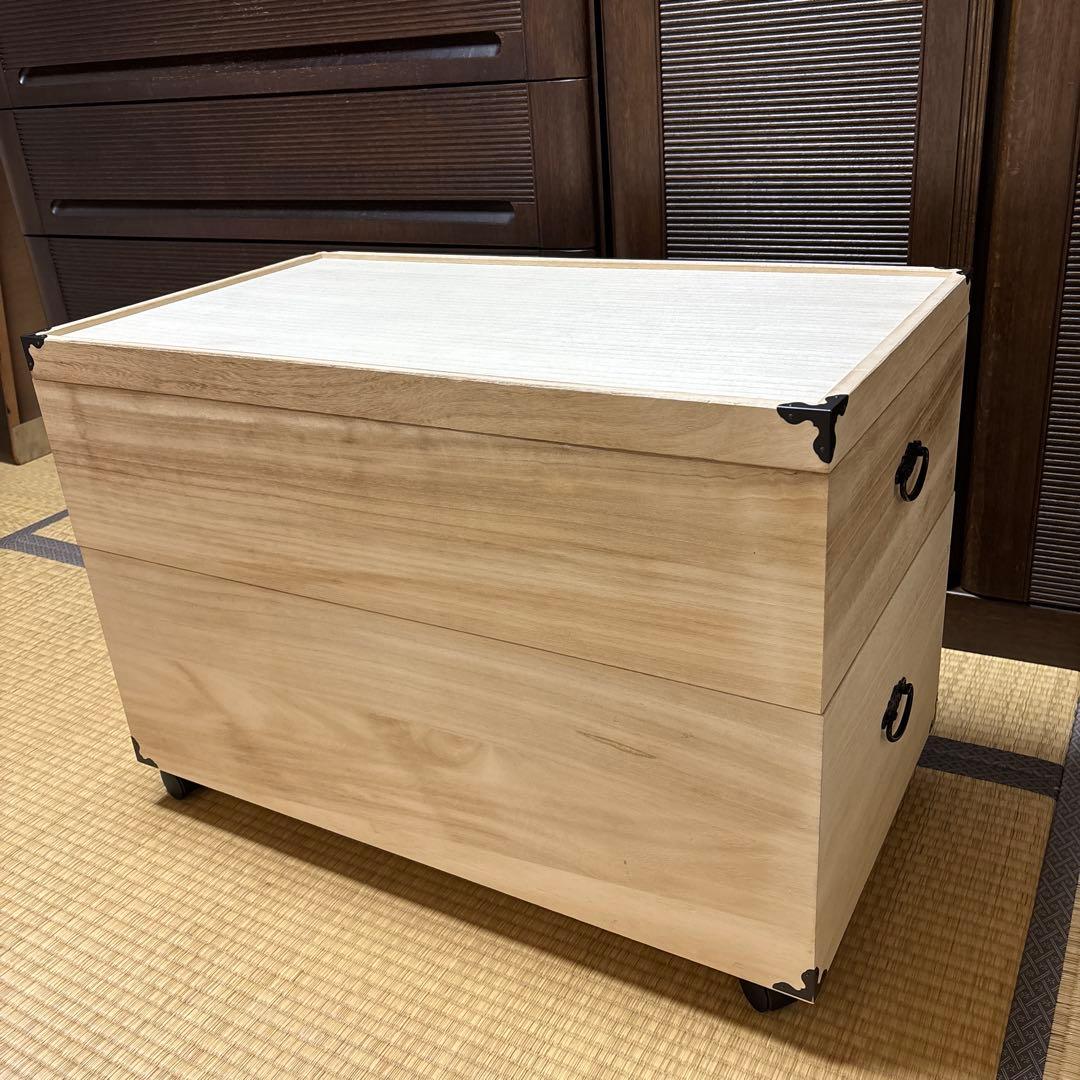 [ダッフィーちゃん]桐製　着物収納ケース　キャスター付き 収納ケース 2段 桐 天然木 日本製 完成品 キャスター付き 着物収納