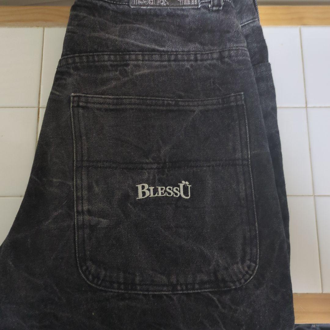 BlessU ブラック デニムパンツ ダメージ加工 - メルカリ