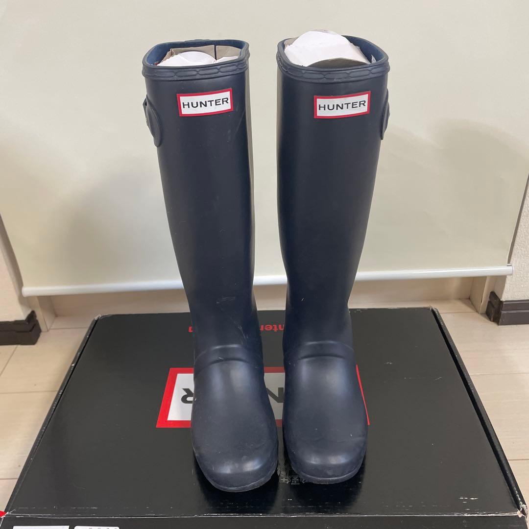 美品】ハンターレインブーツ ネイビー UK3 HUNTER 22-22.5cm - メルカリ