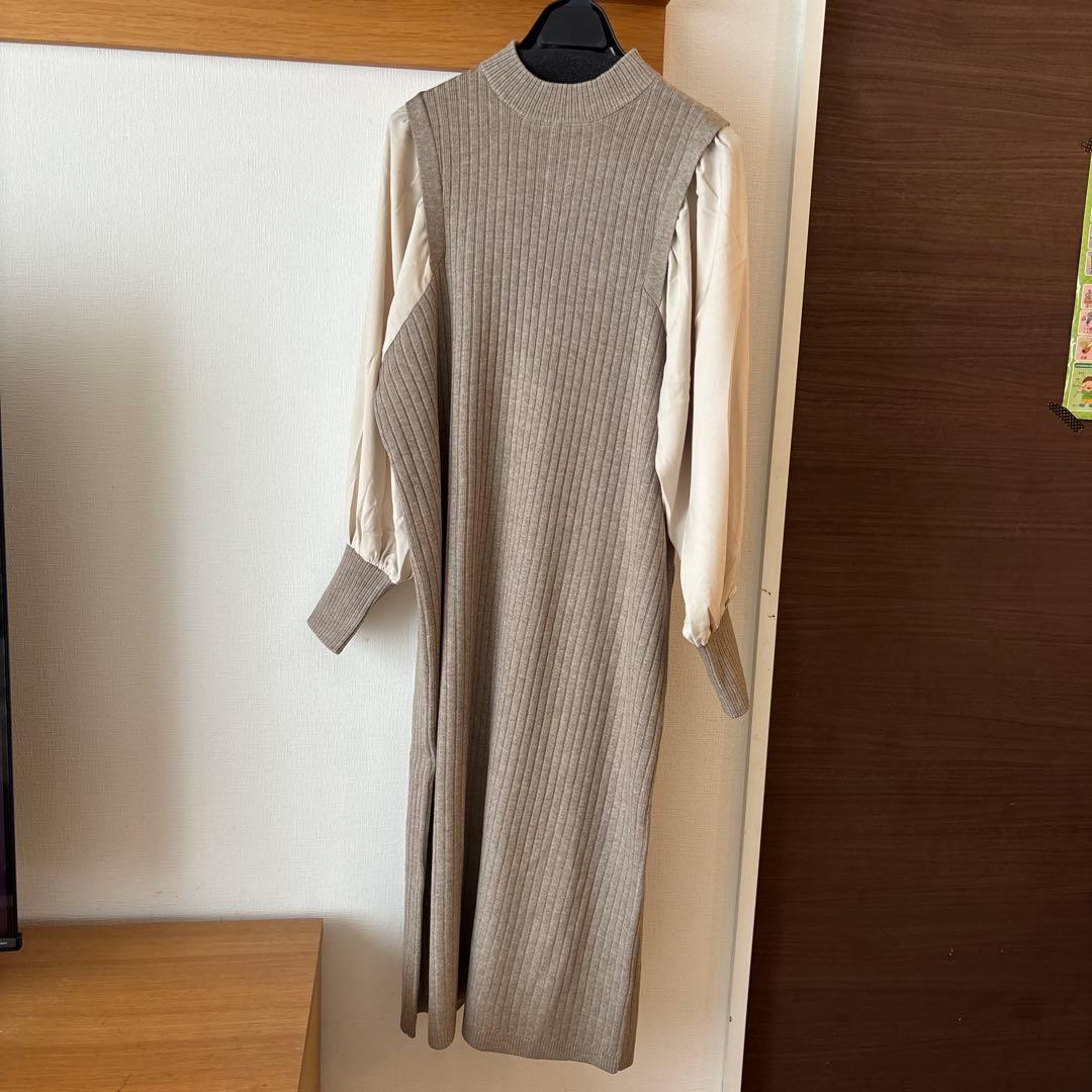 新品】ヤマダヤ MEDOCオリジナル ニットワンピース サンドベージュ 異