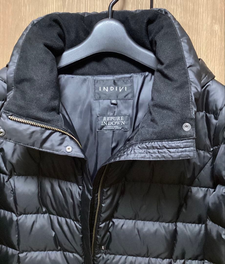 24AW 美品インディヴィ【洗える／撥水】ミドル丈ウォッシャブルダウン