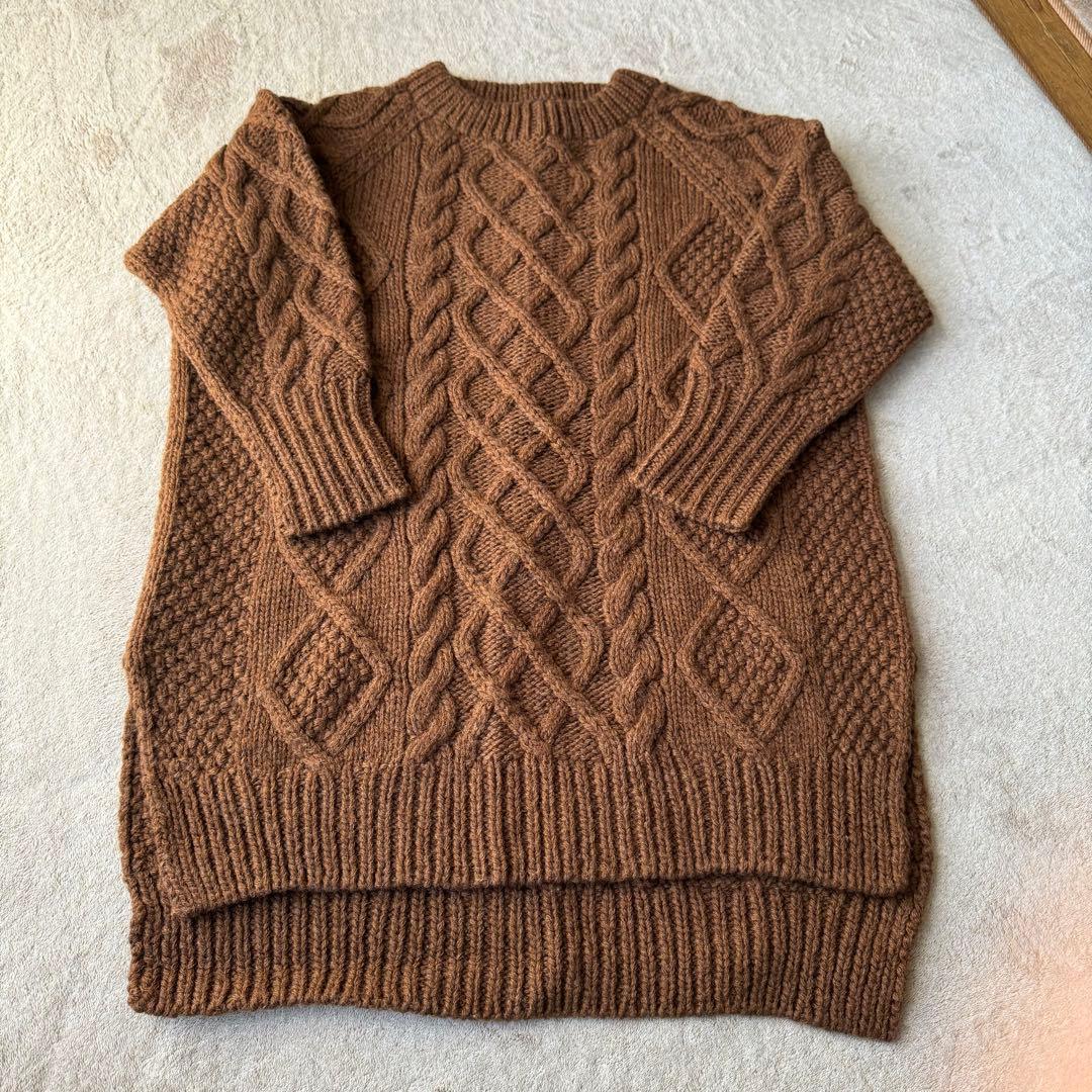 45r 45rpm 手編み ざっくりケーブルハンドニットビッグセーター サイズ0 全3色】ケーブル柄 アラン柄 ゆったり だぼっと ざっくり もっちり