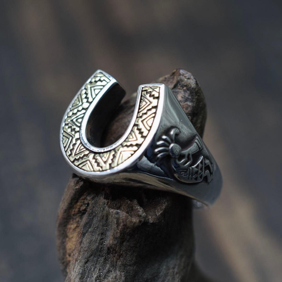 フリーサイズ シルバー925ホースシュー ココペリ インディアン