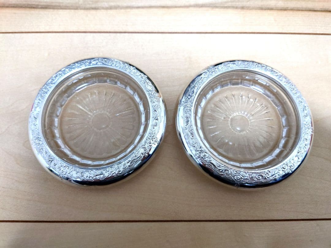 純銀 銀製♦️銀細工 純銀コースター 銀製 骨董 8個セット