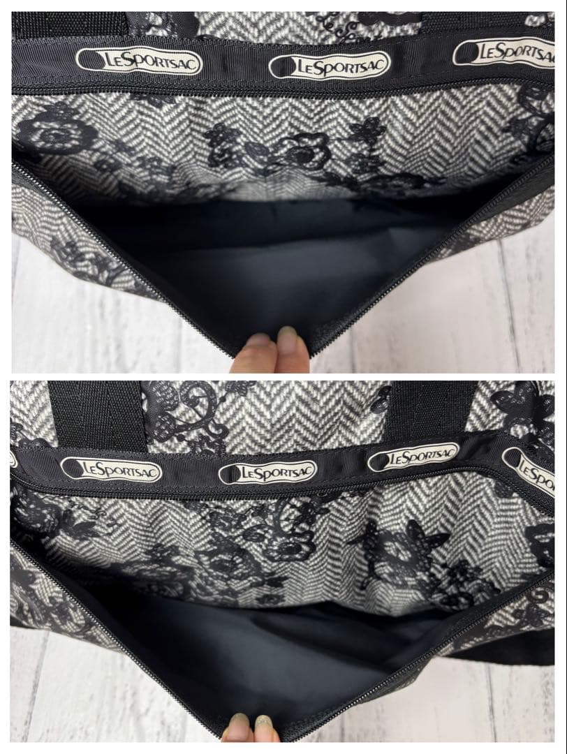 未使用級美品◇レスポートサック ヘリンボーン レース調花柄 ボストン