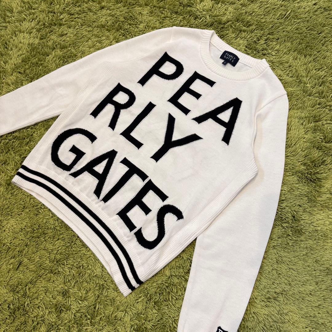 パーリーゲイツ PEARLYGATES ニット セーター ロゴ ホワイト 0 - メルカリ