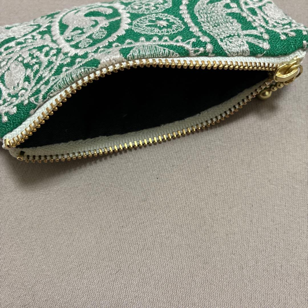 ミナペルホネンハンドメイドjungle relief green ポーチカード入