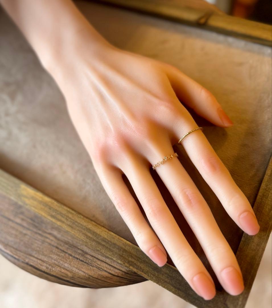 新品磨き済◇agete◇K10YG*13号*リーフモチーフリング*葉*アガット