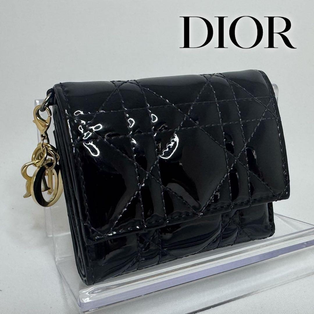 DIOR☆レディ ディオール☆エナメル☆ロータスウォレット☆カナージュ