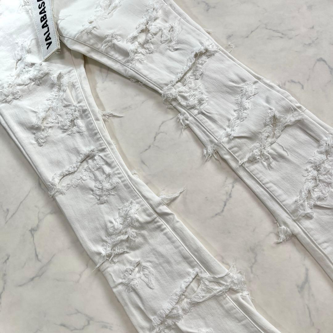 専用 バラバサスVALABASAS ハードクラッシュ フレアホワイトデニム 30