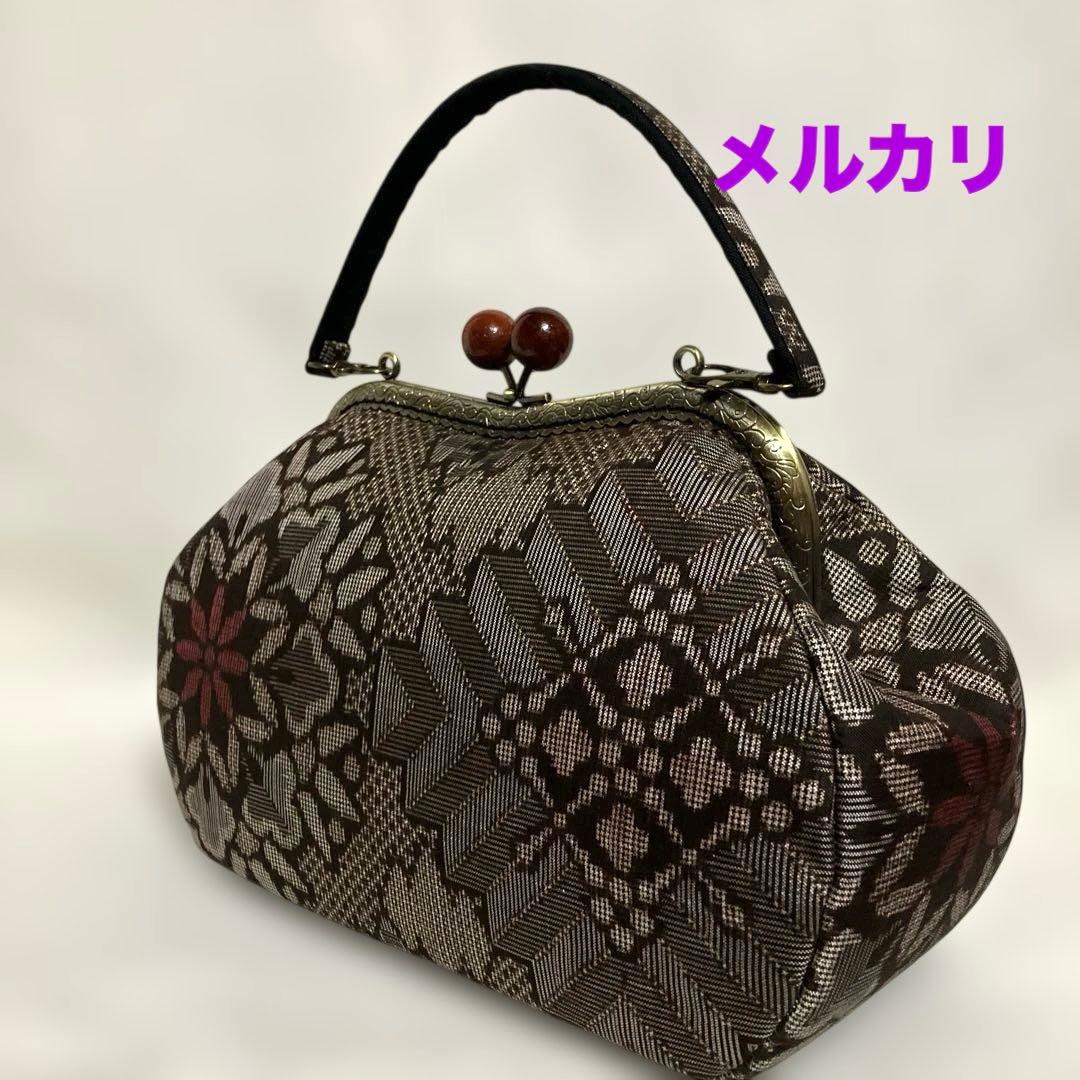 龍郷 泥大島紬 ハンドメイド がま口バッグ 和柄 着物バッグ - メルカリ