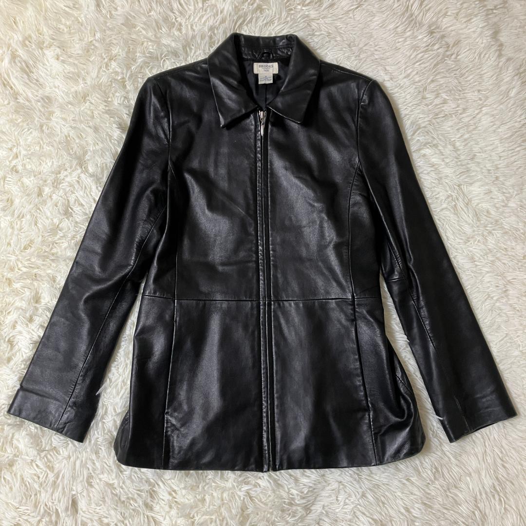 ブルックスブラザーズ BROOKS 346 ブラック 羊革 レザージャケット S