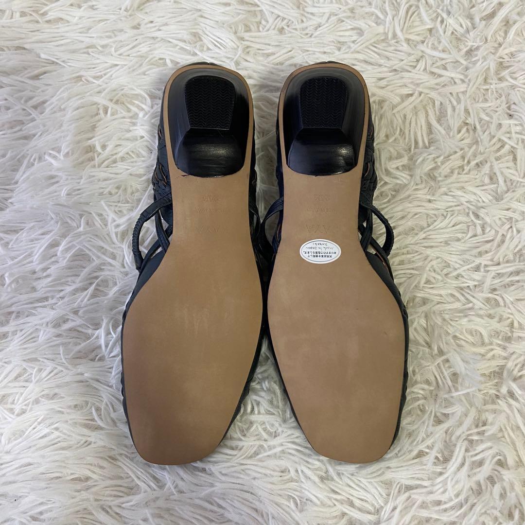 極美品✨SAYA パンプス ストラップ メッシュ ネイビー 24.5 日