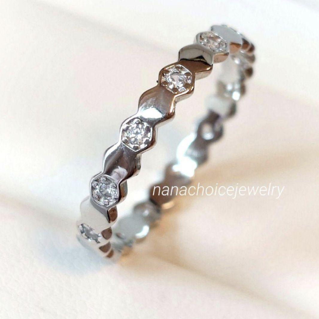 2421高級 sona ダイヤモンド フルエタニティ リング ハニカム シルバー