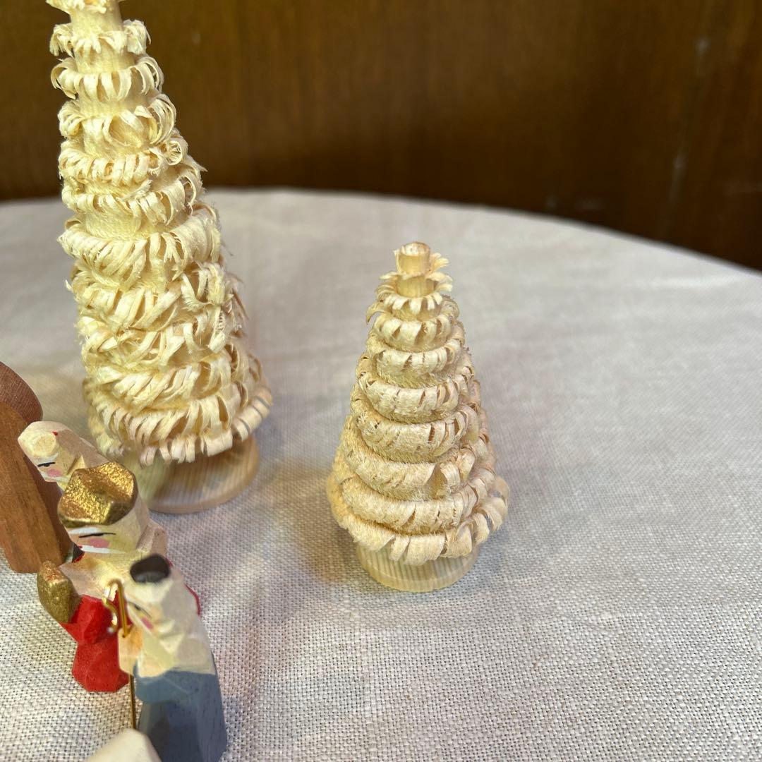 貴重ヴィンテージ未使用クリッペ木製ミニクリスマスキリスト降誕セット