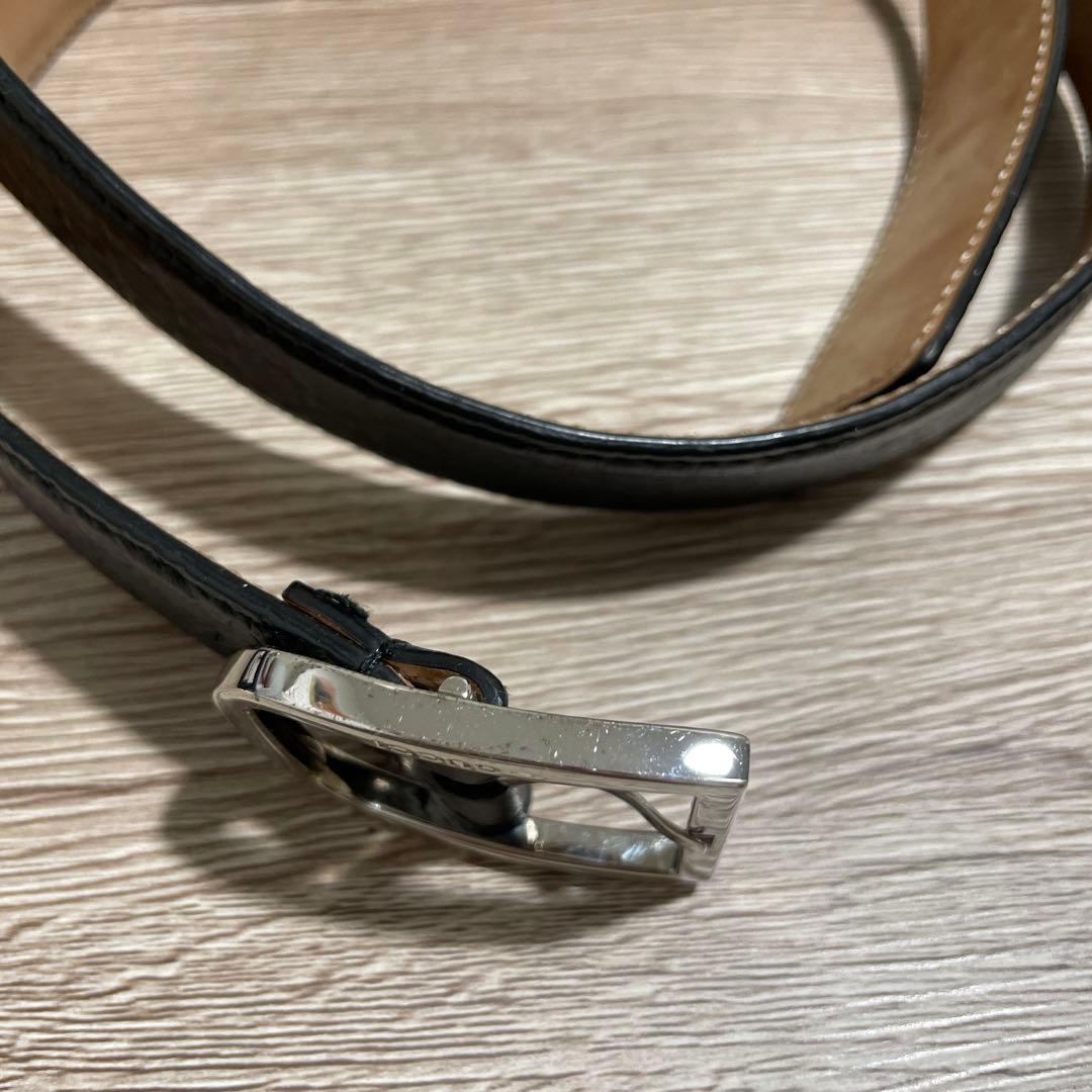 多田浩之 GUCCI グッチ　Gマーク型押し　ベルト　レザーブラック