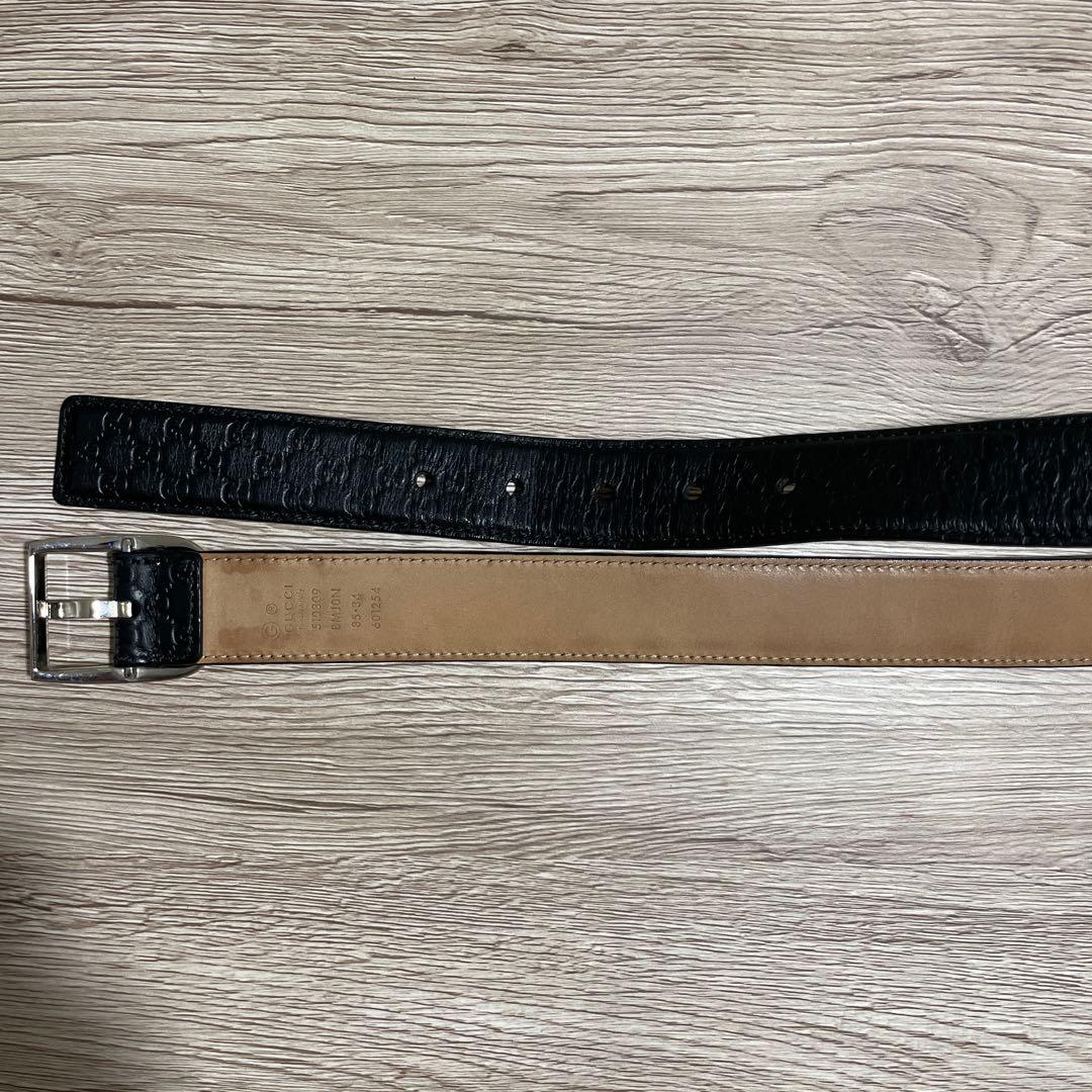 多田浩之 GUCCI グッチ　Gマーク型押し　ベルト　レザーブラック