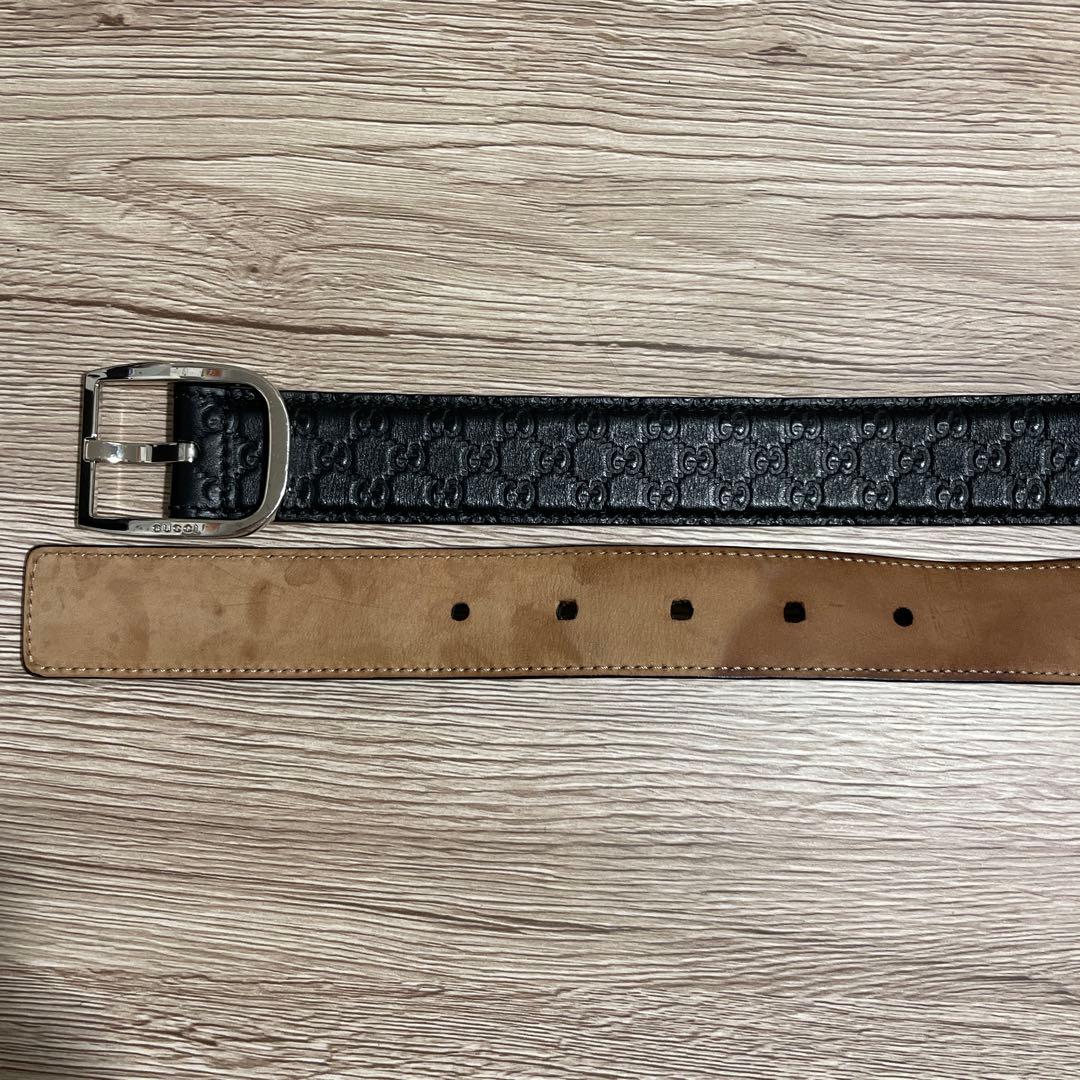 多田浩之 GUCCI グッチ　Gマーク型押し　ベルト　レザーブラック
