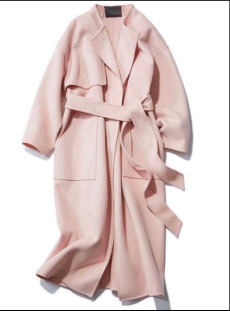 アンクレイヴ ウールリバーロングコート ベルト ベルテッドコート 1 ピンク 雑誌掲載品 アンクレイヴ ウールリバーロングコート ベルト ピンク S