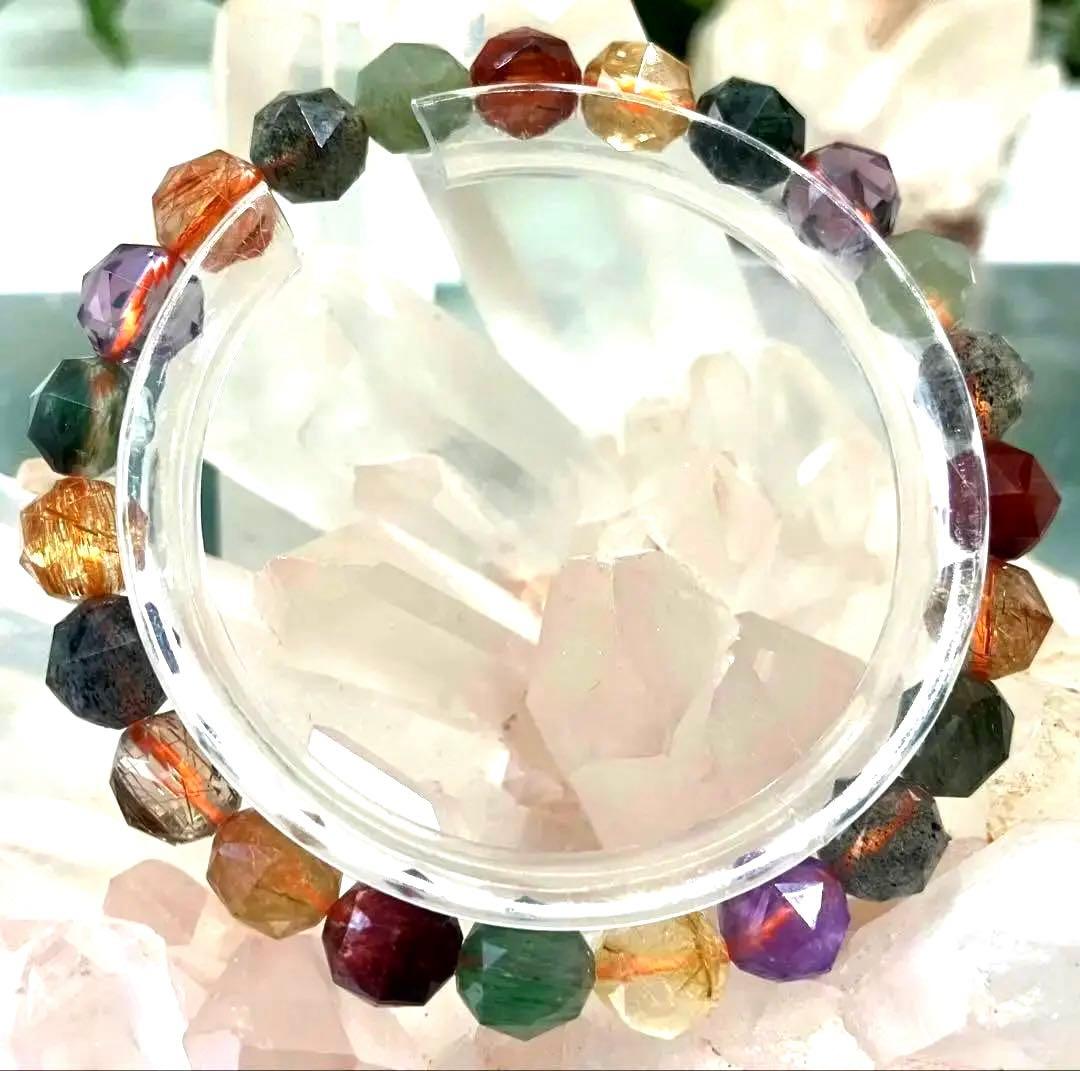 神聖幾何学カット 海王星と土星の合 ヒマラヤ水晶 多彩なルチル入り