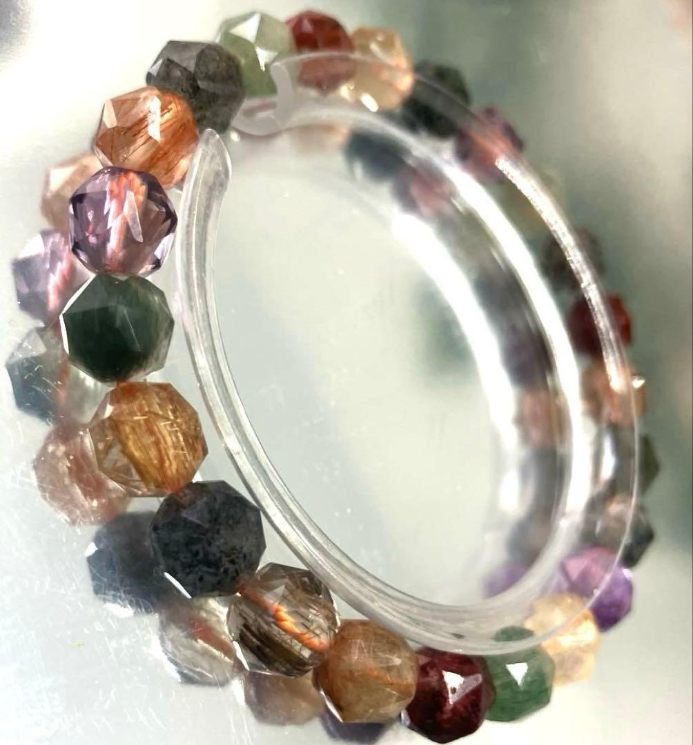 神聖幾何学カット 海王星と土星の合 ヒマラヤ水晶 多彩なルチル入り