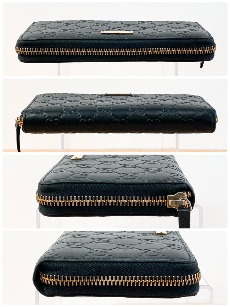 グッチ 長財布 ラウンドジップ GGシマ ロゴプレート インター