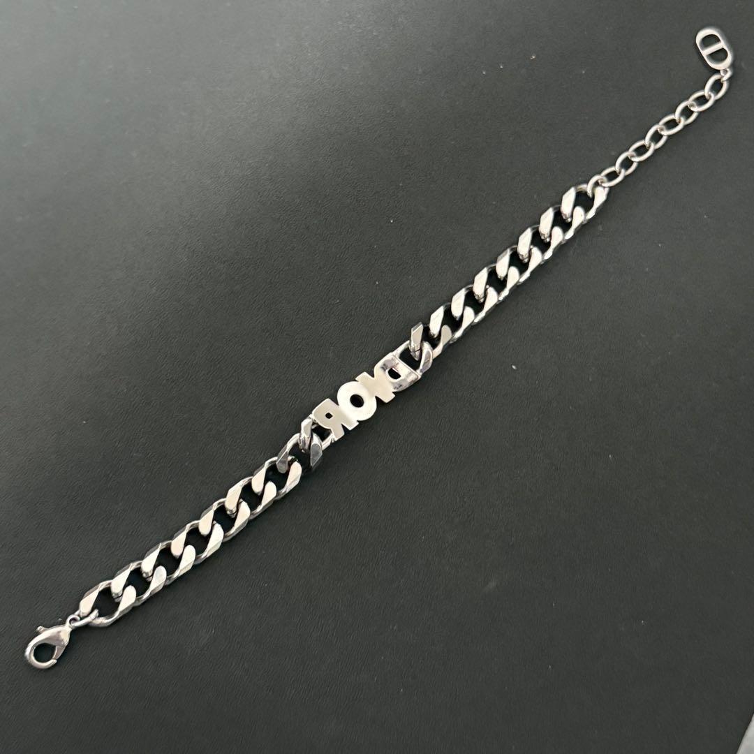 極美品 Christian Dior ブレスレット 喜平 ラインストーンシルバー