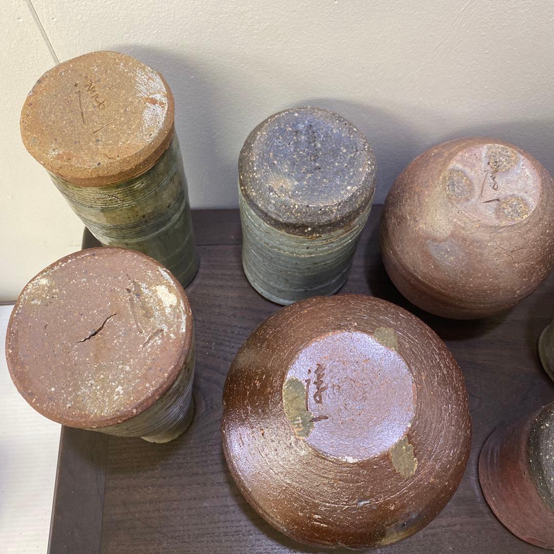 上野焼 花瓶 一輪差し 日本工芸会正会員、「高鶴淳一」氏作品 9点