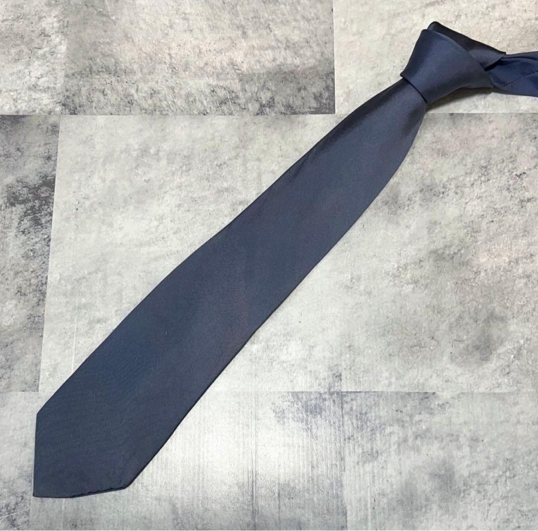 HERMES ネクタイ ハイブランド ソリッド グレー HERMES