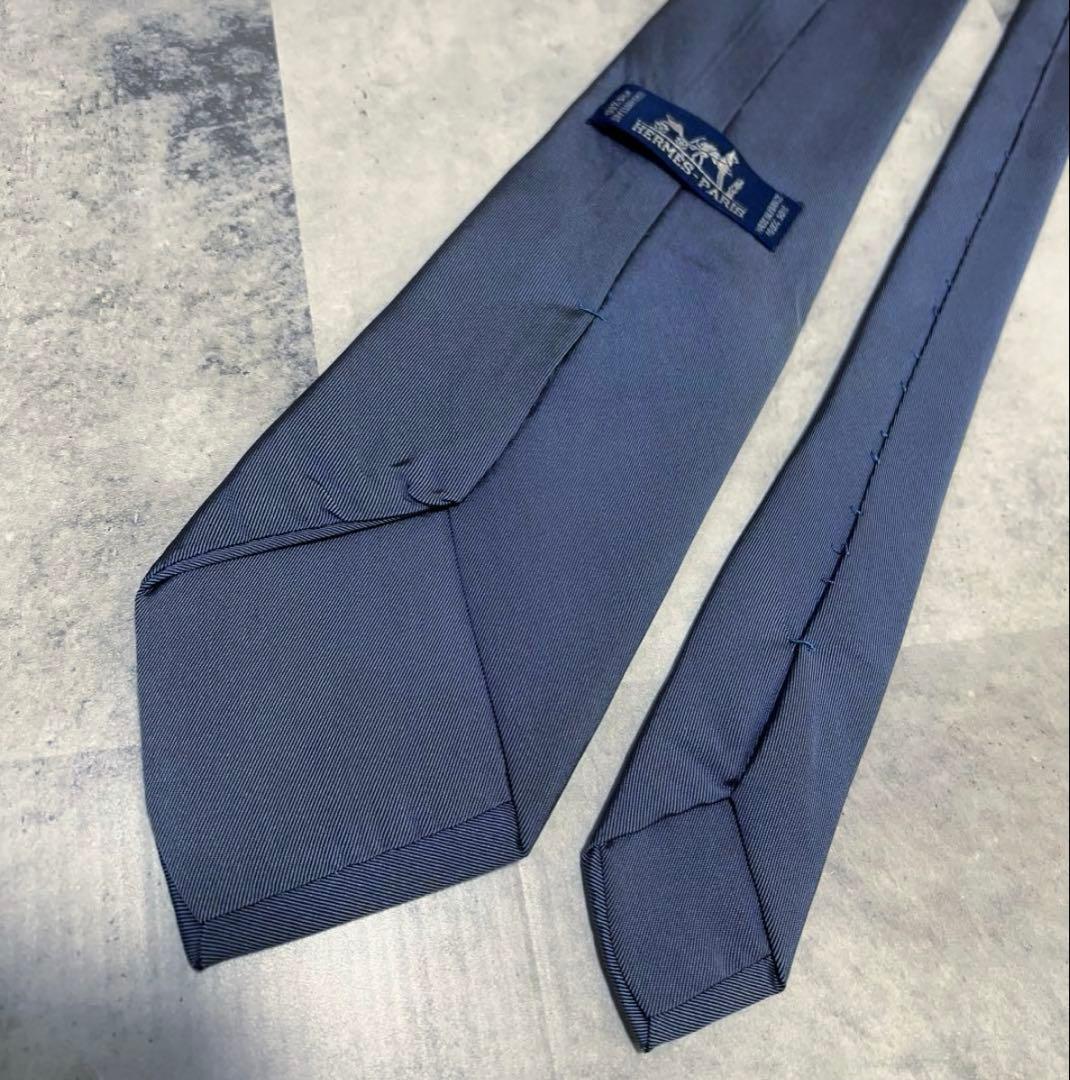 HERMES ネクタイ ハイブランド ソリッド グレー HERMES